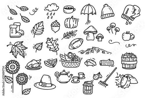 Set of cute autumn doodle
