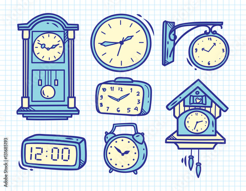Set of vintage clock doodle