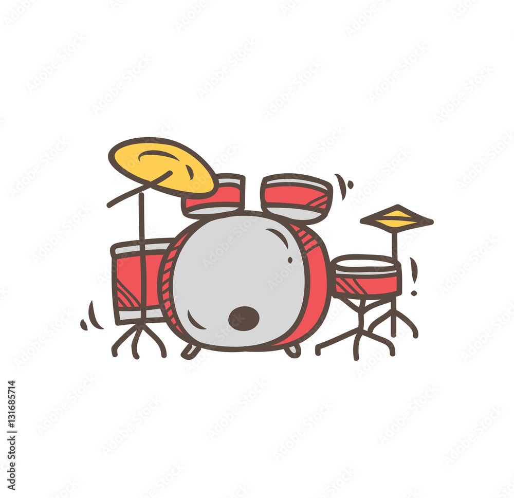 Drum set doodle isolated on white background Drum set doodle isolated on white background