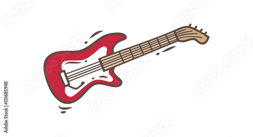 Electric guitar doodle isolated on white background