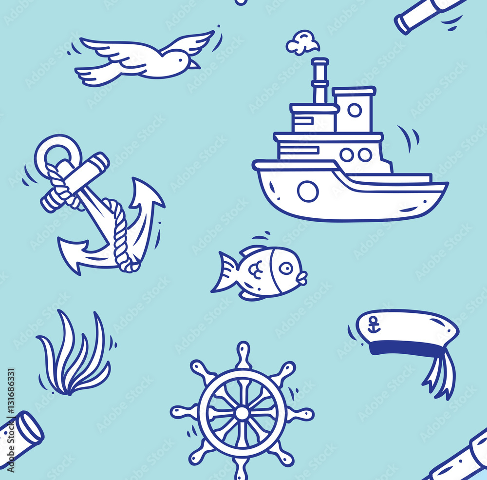 Fototapeta premium cartoon nautical background