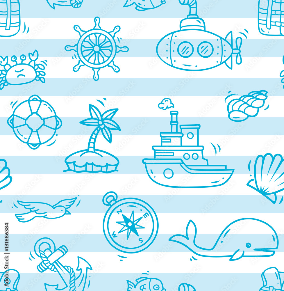 Obraz premium cartoon nautical background