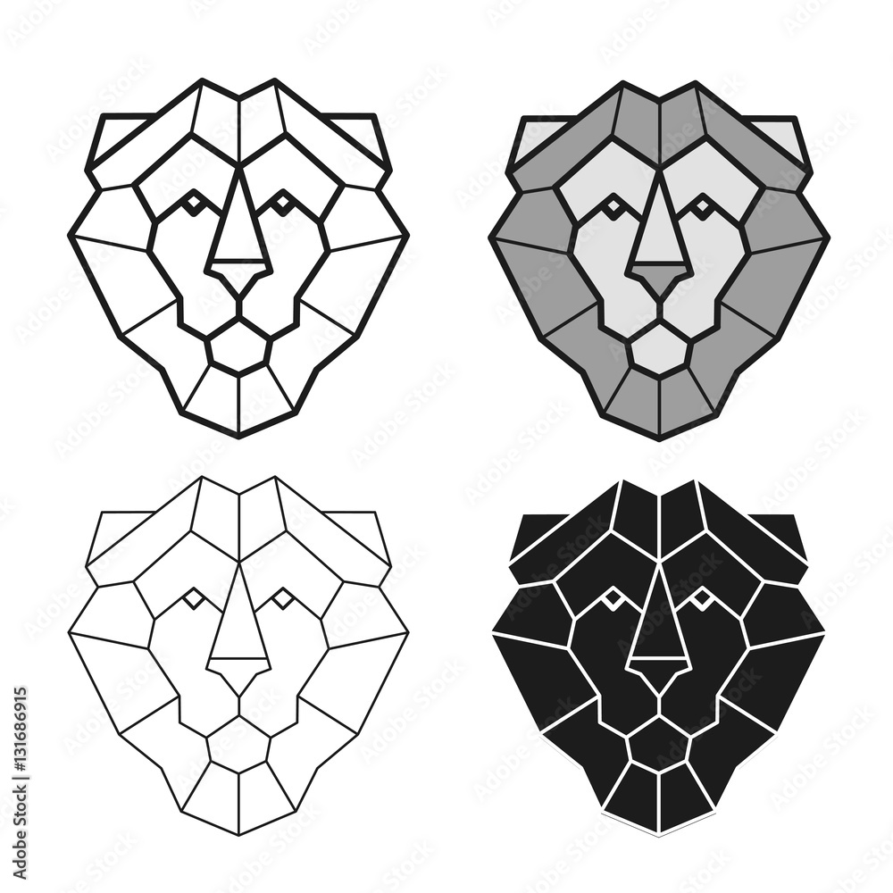 Lion geometric head vector set Lion geometric head vector set