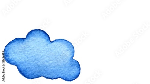 Hand painted watercolor cloud isolated on transparent background.