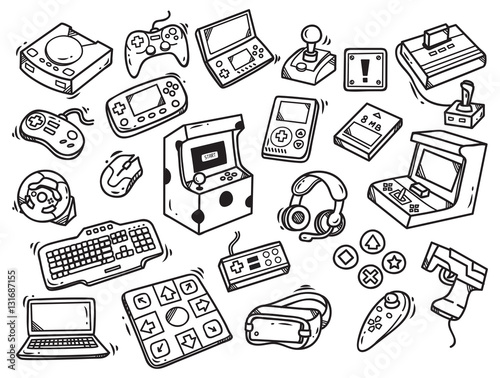 Premium Vector  Set of video game doodle illustration