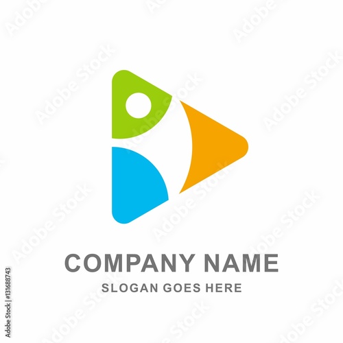 Triangle People Shape Movement Connection Digital Media Player Apps Business Company Stock Vector Logo Design Template 