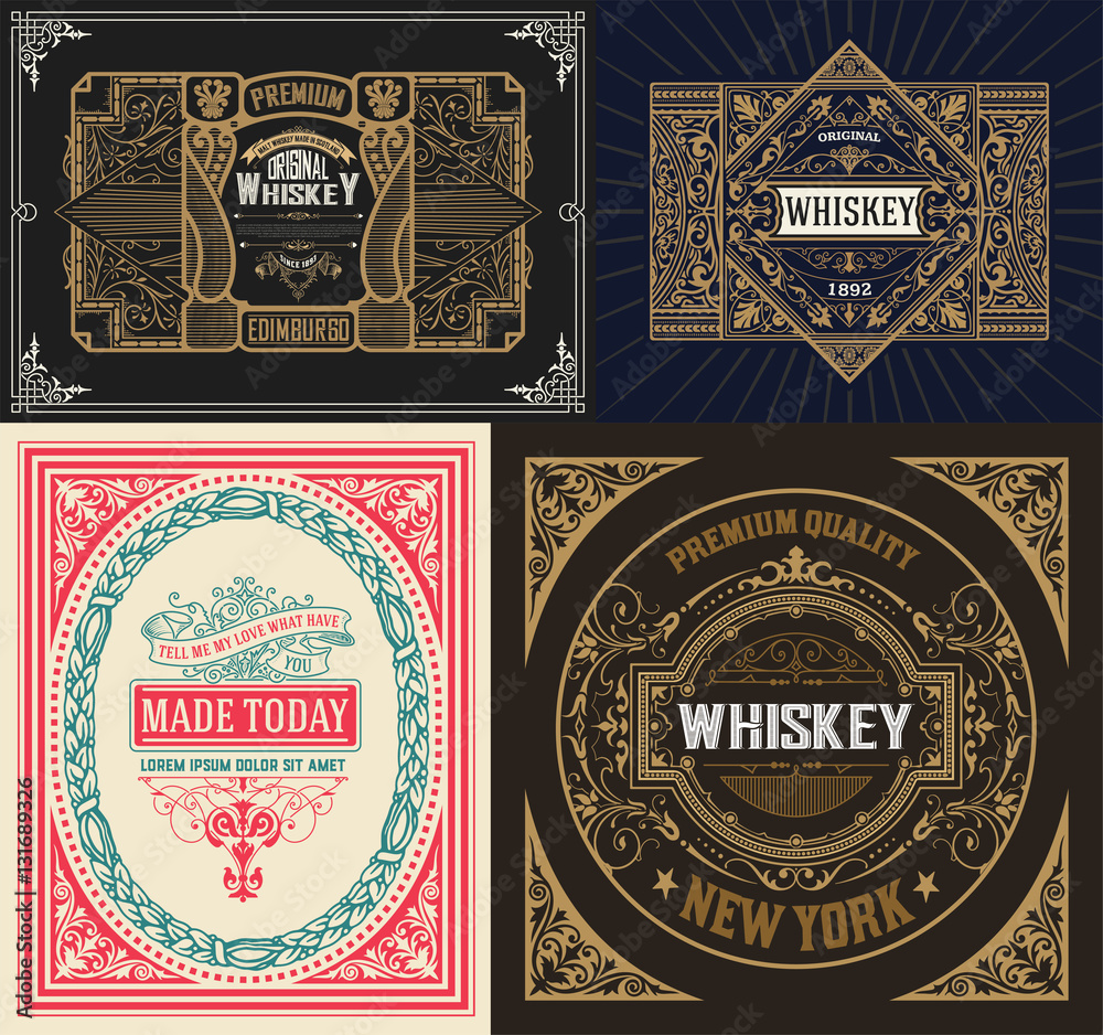 Obraz premium Set Whiskey labes. vector