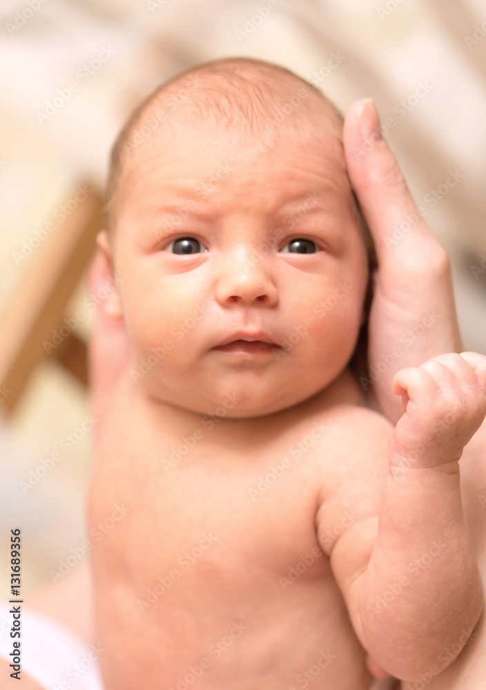 Cute newborn baby in mother's hands. Stock photo Cute newborn baby in mother's hands. Stock photo