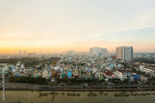 Dawn over the city of Ho Chi Minh 