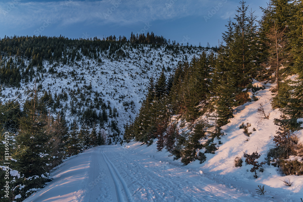 Sunrise in Jeseniky mountains in Christmas time Sunrise in Jeseniky mountains in Christmas time