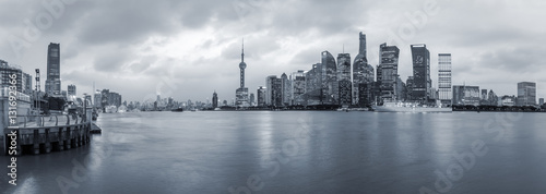 Shanghai skyline and modern cityscape panoramic view at night,China © ABCDstock