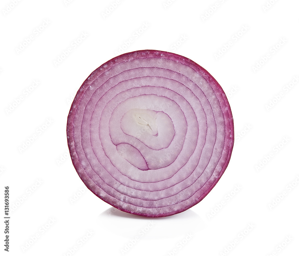 sliced red onion isolated on white background sliced red onion isolated on white background