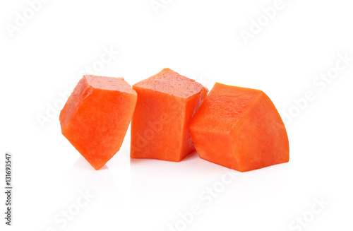 Sweet papaya fruit on white background
