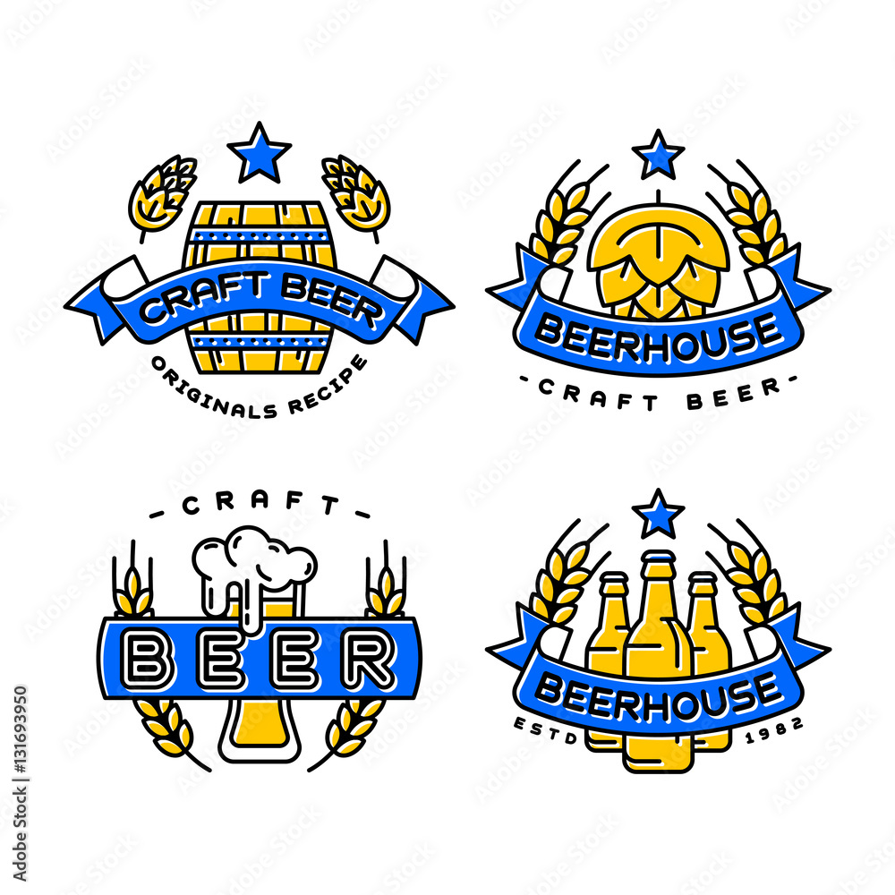 Naklejka premium Craft beer bages vector set.