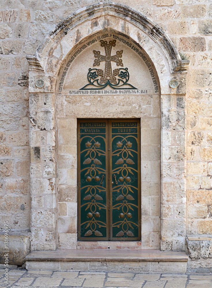 Old door in temple in Jerusalem