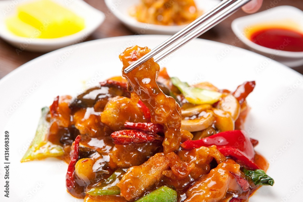 라조육-rajoyuk, Stir-fried Pork in Hot Sauce, chinese food 라조육-rajoyuk, Stir-fried Pork in Hot Sauce, chinese food