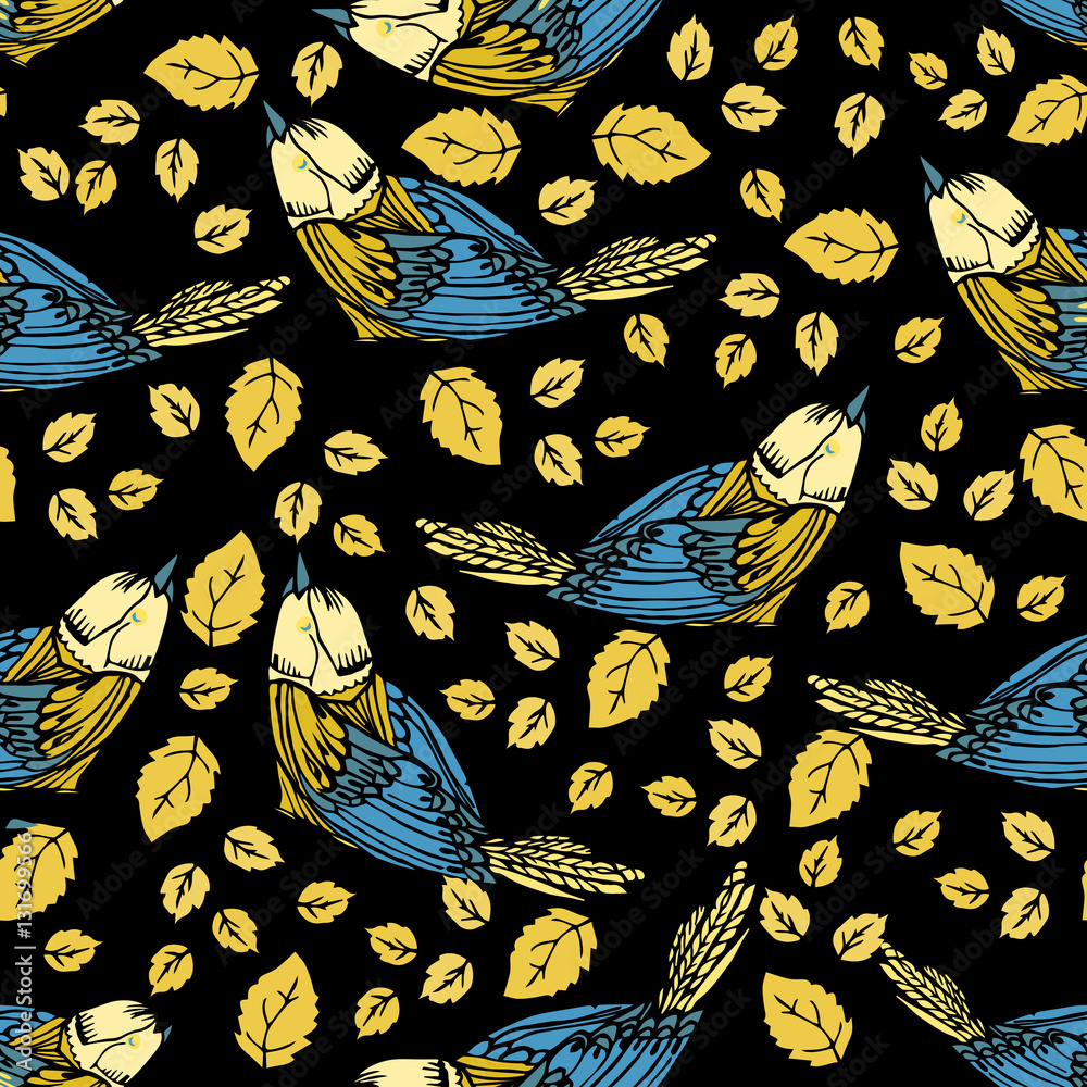 A seamless repeating pattern of birds .Vector