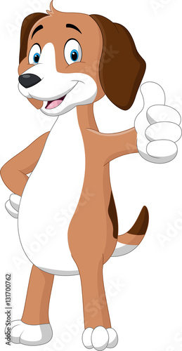 Cartoon funny dog giving thumbs up

