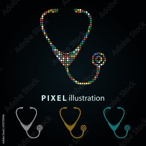 Stethoscope - pixel illustration.