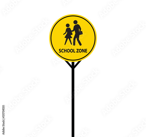 sign for school zone with pole stand vector 