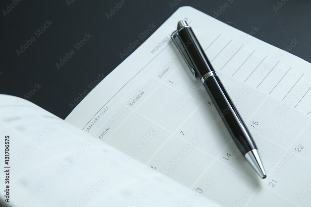 First page of calendar on planner for year 2017 First page of calendar on planner for year 2017