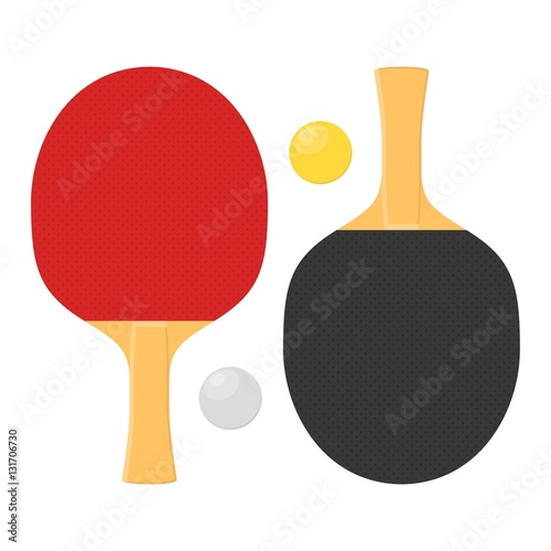 Two rackets for playing table tennis or ping-pong vector isolated on white background.