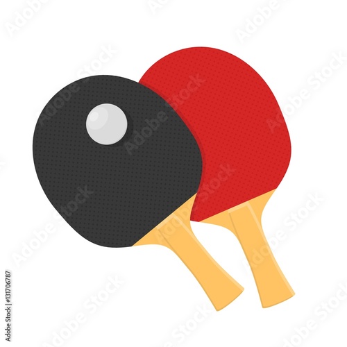 Two rackets for playing table tennis or ping-pong vector isolated on white background. photo