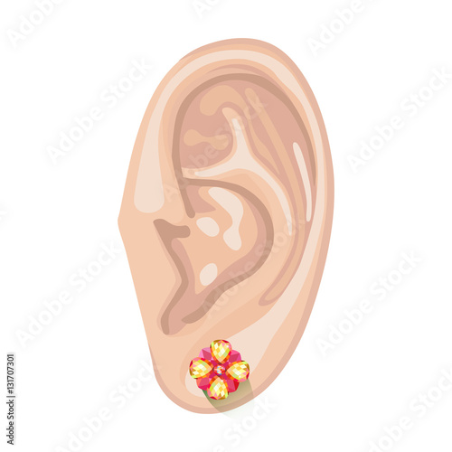 Human ear & earring