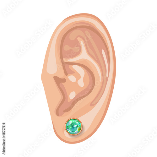Human ear & earring Fototapeta