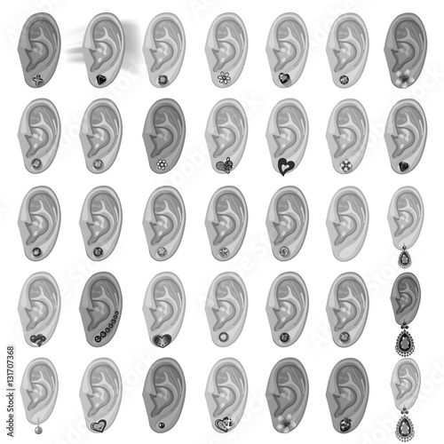 Human ear & earring bundle set