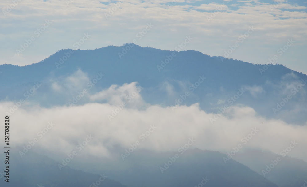 cloudy and mist floating cover mountain in sunny day cloudy and mist floating cover mountain in sunny day