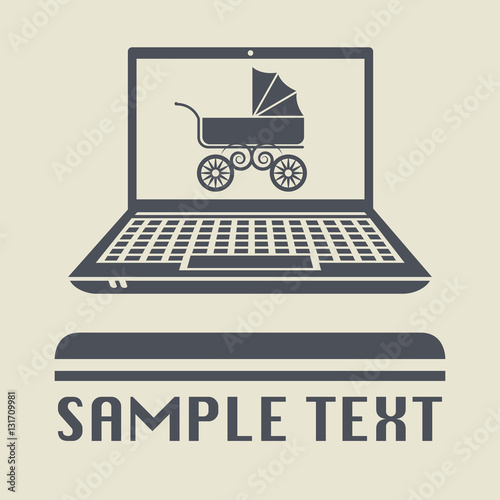 Laptop or notebook computer with Baby Carriage icon