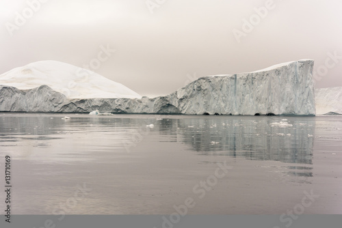 Beautiful icebergs on arctic ocean at greeanland