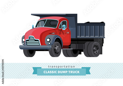 Classic dump truck front side view