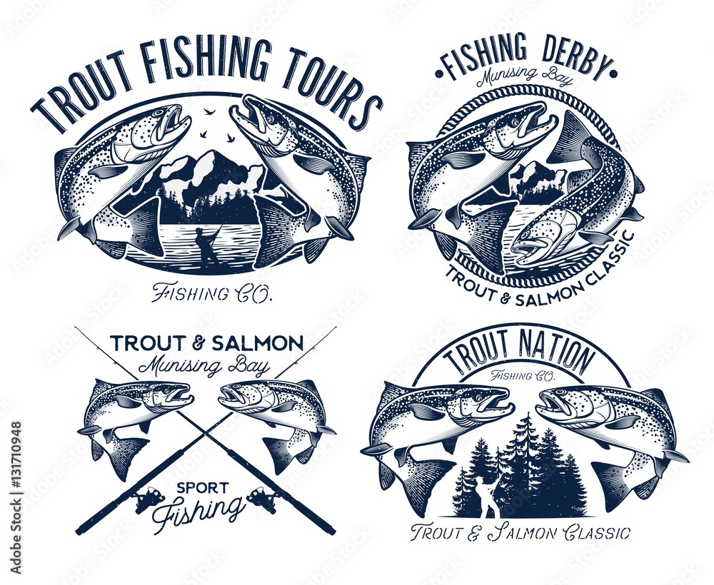 Fishing Logo Set Stock Vector