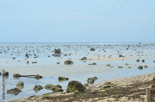 stone beach landscape Morotai island East Indonesia photo