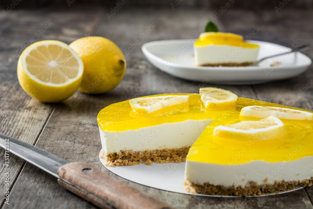 Lemon pie on wooden background
Lemon pie on wooden background