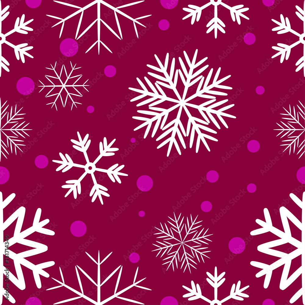 Simple seamless pattern with snowflakes