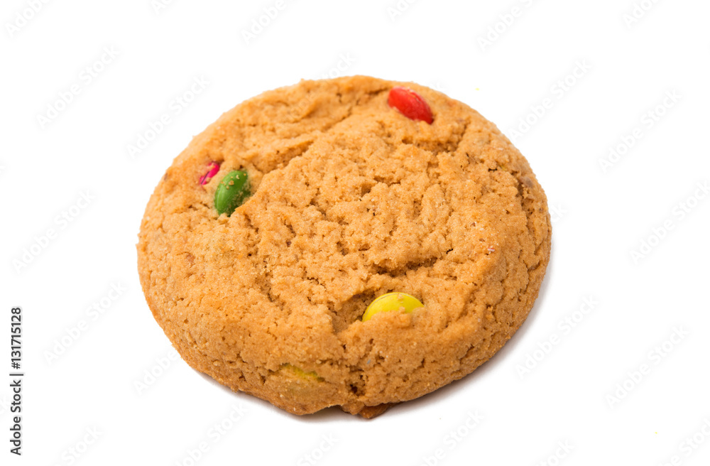 Cookies with color chocolate drops isolated Cookies with color chocolate drops isolated