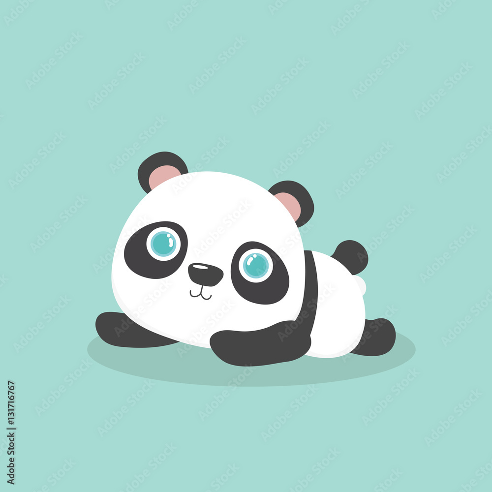 Vector illustration of cute little cartoon panda.
Vector illustration of cute little cartoon panda.