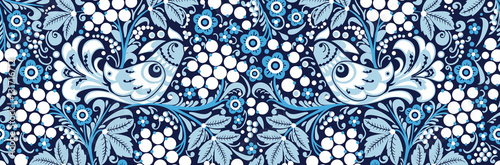 seamless texture floral ornament Russian style Khokhloma 6