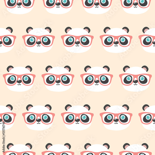 Fototapeta Naklejka Na Ścianę i Meble -  Cute panda face pattern.
