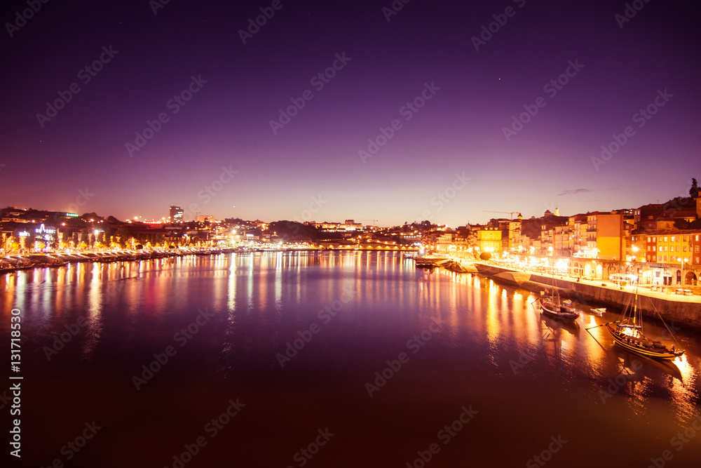 A beautiful night view of Porto, Portugal