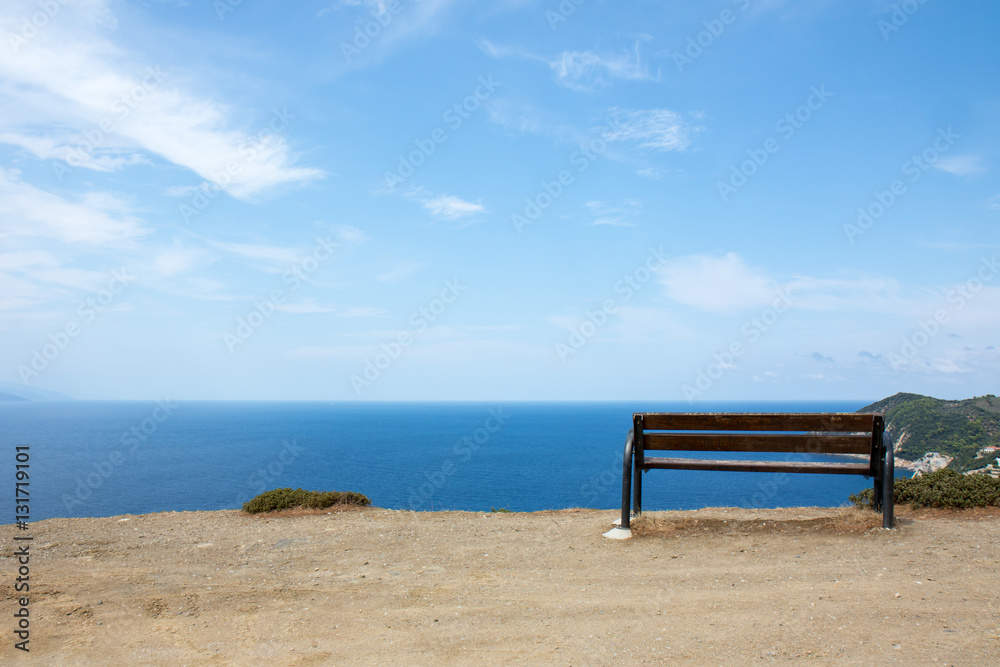 Views of the sea and a bench