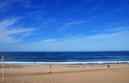 People at Beutiful Beach and Endless Horizon with clear blue sky - near Monterey at the Pacific Coast (Horizontal) © Mirjam Claus