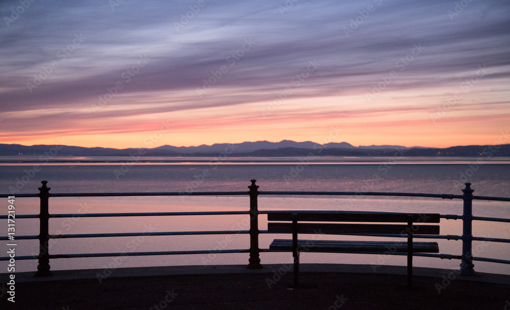 A beautiful colorful sunset view on the Morecambe beach