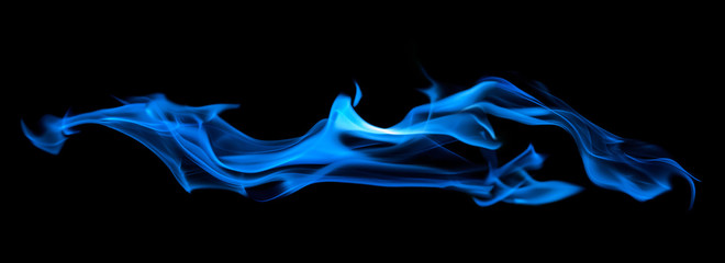 blue flame long spark isolated on black