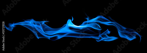 blue flame long spark isolated on black