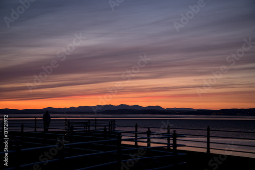 A beautiful colorful sunset view on the Morecambe beach