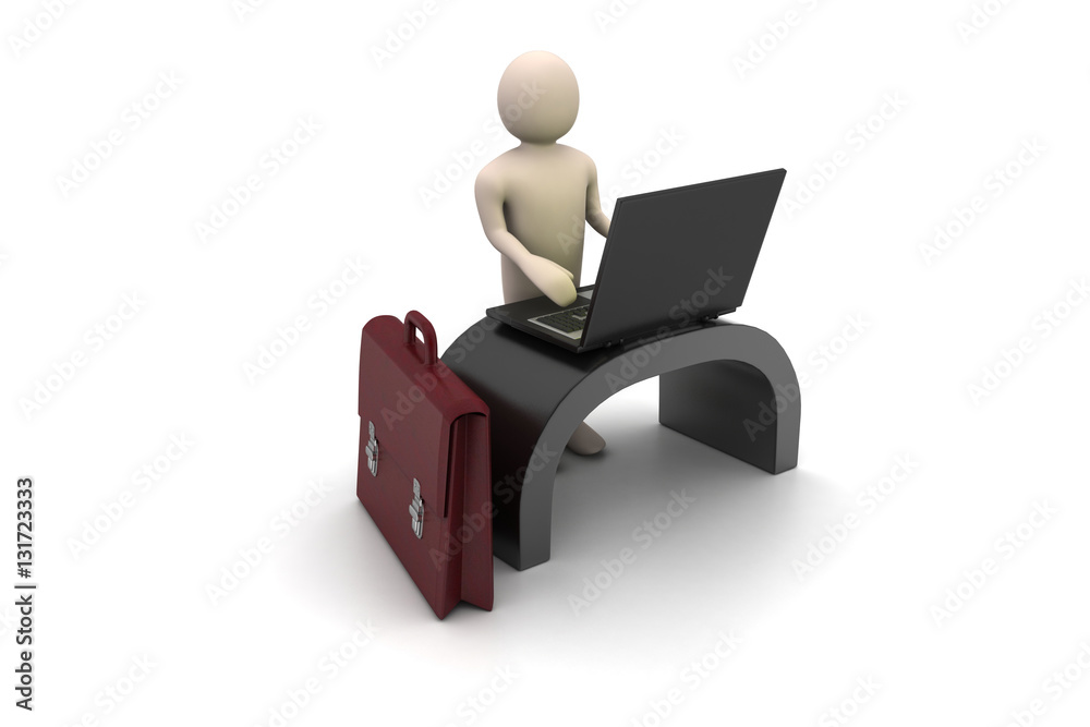 Business person to an office with laptop Business person to an office with laptop